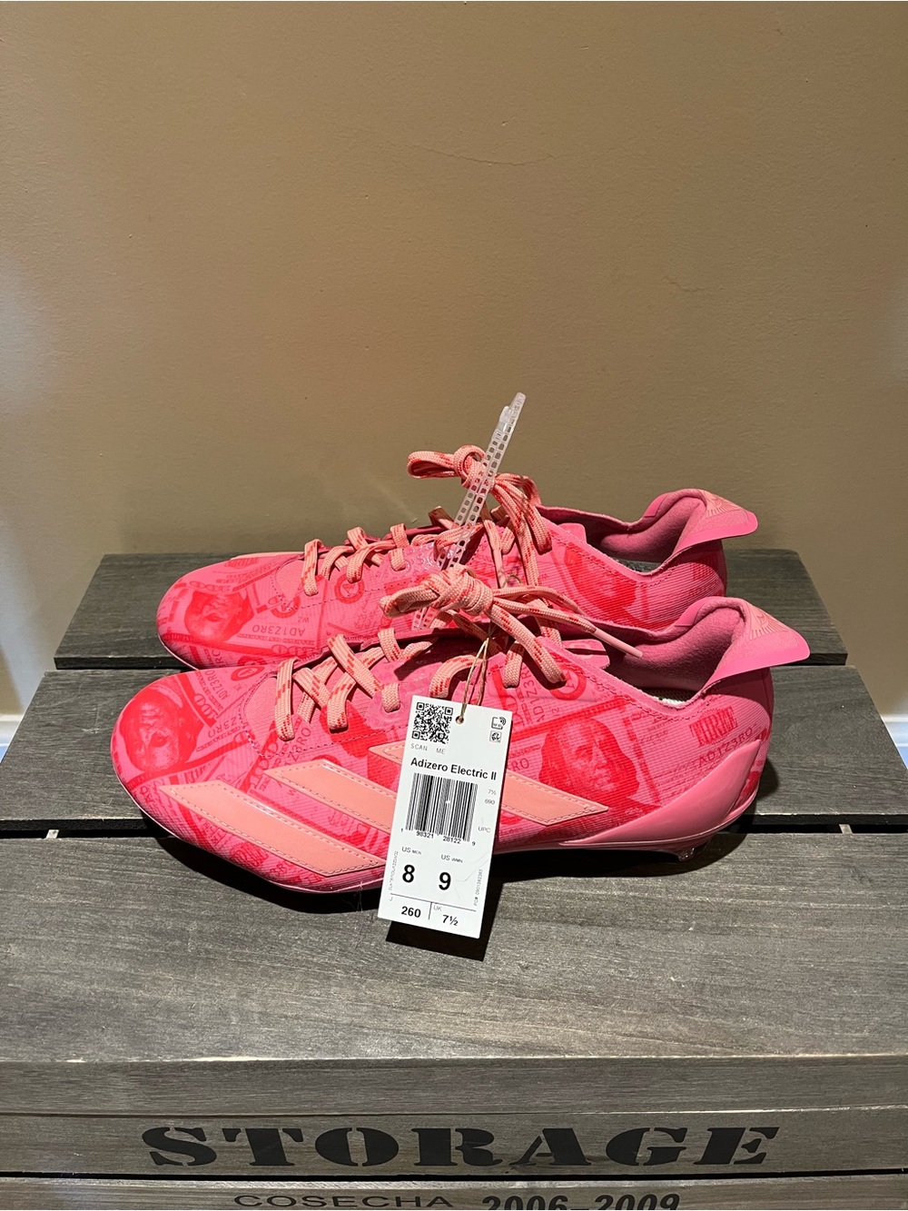 ADIZERO ELECTRIC II CURRENCY FOOTBALL CLEATS |NWOB| Sz M8:W9 | Pink Fusion